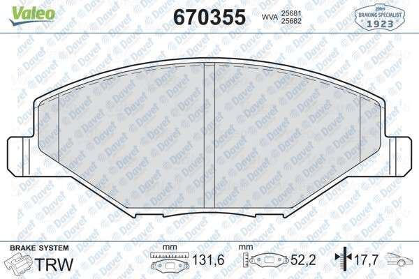 VALEO 670355 Disk Fren Balata On Volkswagen Polo 1.6 05/15>/Skoda Fabia 1.2 11/11>  ####